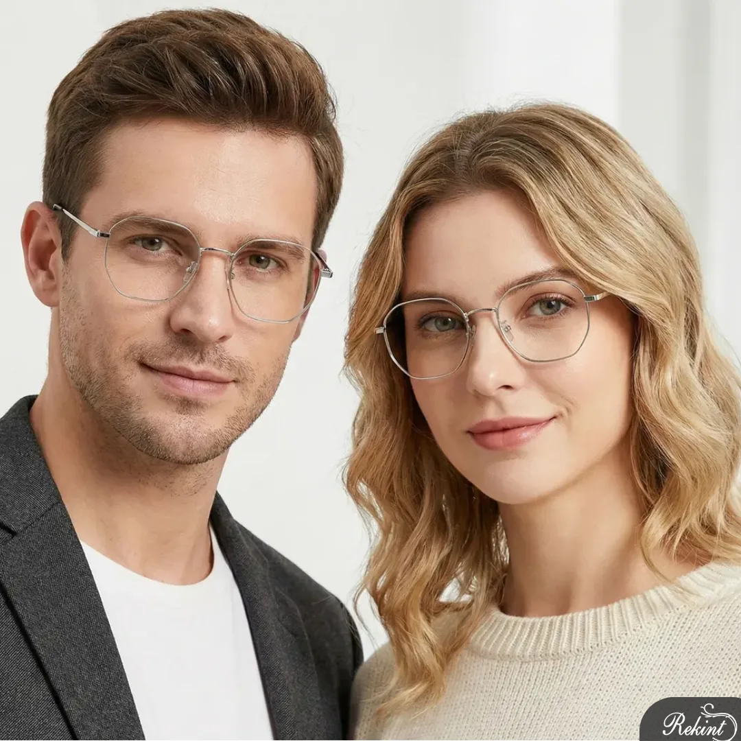 Casal jovem usando óculos de grau